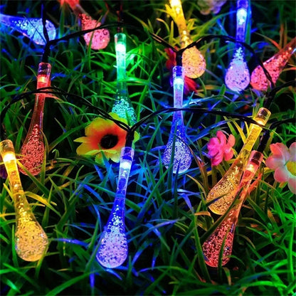 Christmas Outdoor Solar Powered String Lights 20/30/50 LED Water Drop Lights for Wedding Party Birthday Garden Camping