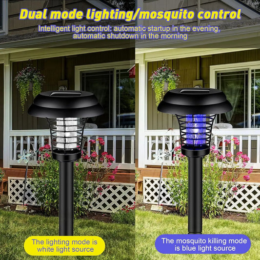 Solar Mosquito Killer With 2 Light Mode Outdoor Waterproof Led Light Bug Zapper Mosquito Trap Lamps For Garden Lawn Camping
