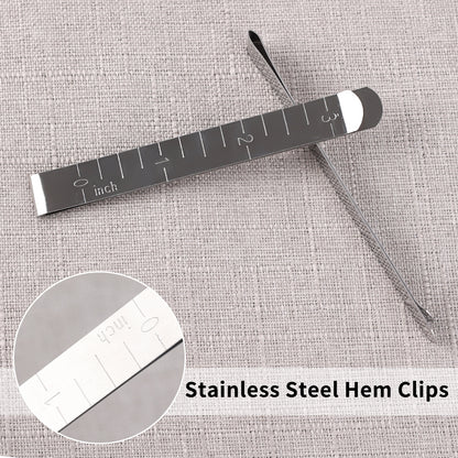 10/1PCS Hemming Clips Stainless Steel Sewing Clip Stainless Steel Ruler for DIY Sewing&Stitching Pinning Marking Quilting Ruler