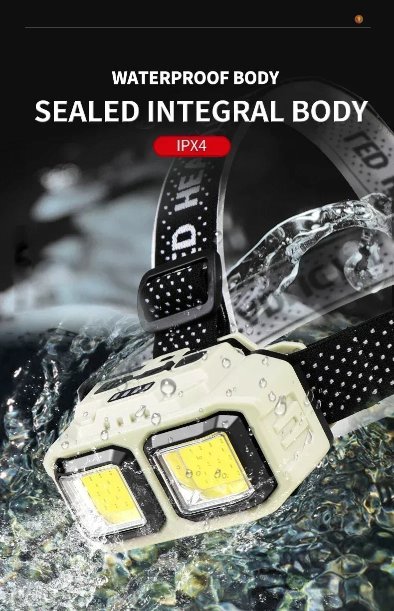 Powerful LED Headlamp COB Sensor Rechargeable Head Torch for Outdoor