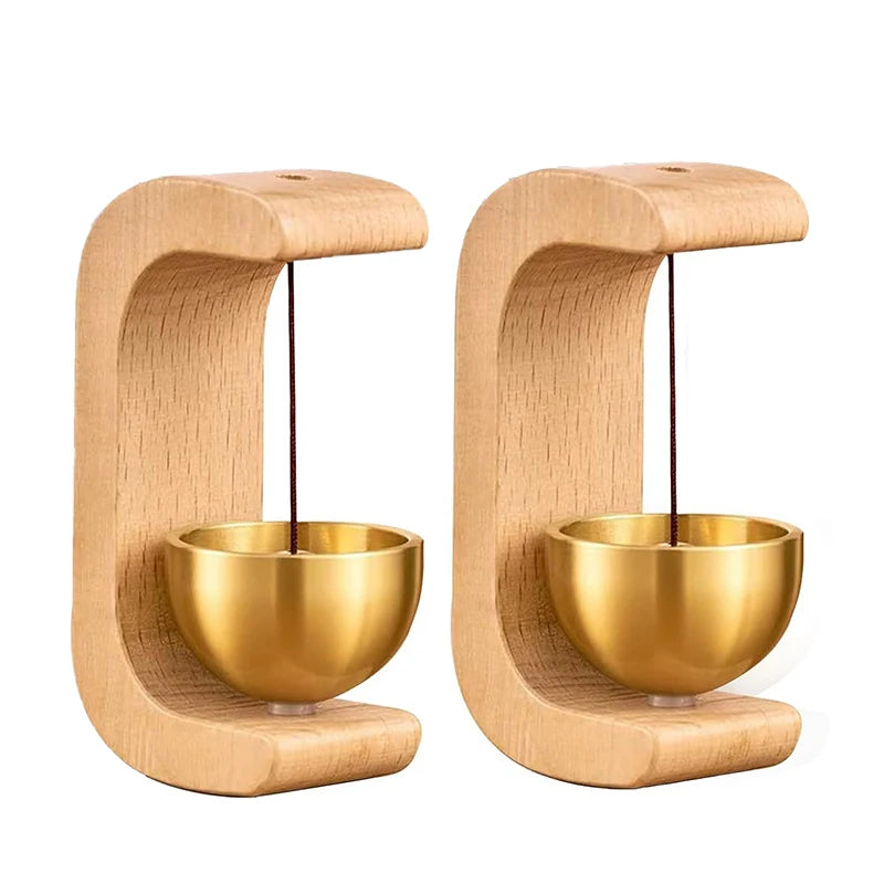 Wireless Magnetic Jingle Bell Door Chime Wooden Brass Hanging Pendant for Entrance Home Decoration
