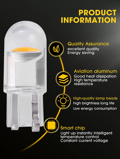 10/5pcs W5W Led T10 Car Light COB Glass 6000K White Auto Automobiles License Plate Lamp Dome Read DRL Bulb Style 12V Universal