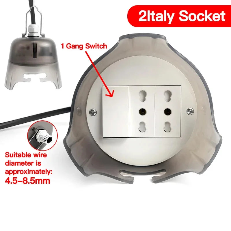 Outdoor Waterproof Electrical Socket Box Weatherproof Rainproof Power Outlet with Protective Cover for Garden Patio