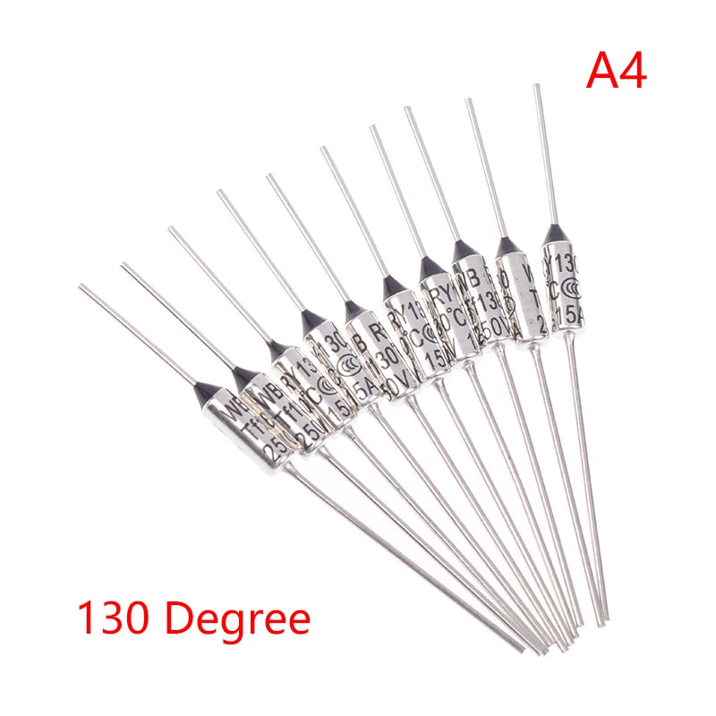 10Pcs RY Thermal Fuse 15A 250V Temperature Cutoff 121C–192C