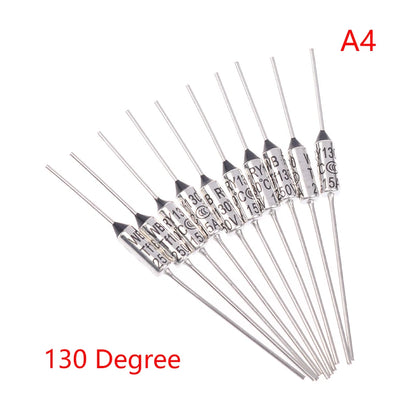 10Pcs RY Thermal Fuse 15A 250V Temperature Cutoff 121C–192C