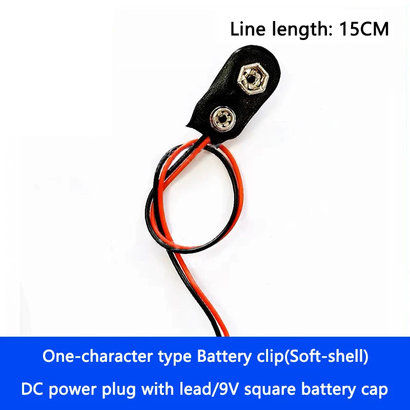 9V Battery Snap Connector with DC Lead and Square Cap