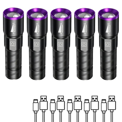 UV Flashlight LED Ultraviolet Torch Zoomable 395/365nm Inspection Light
