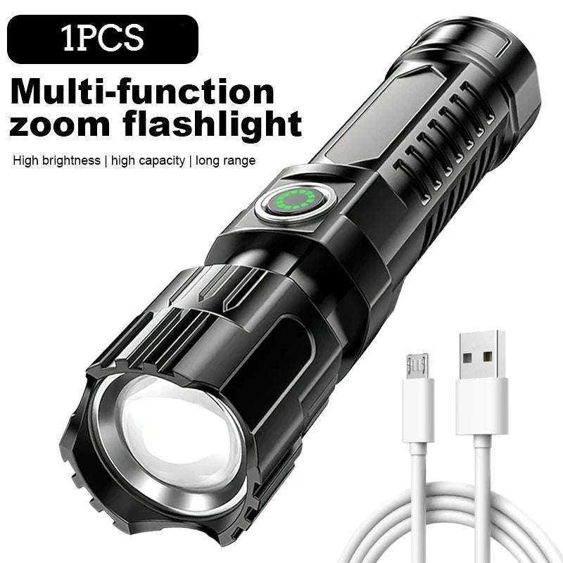Ultra Bright Rechargeable LED Flashlight Zoomable High Lumens