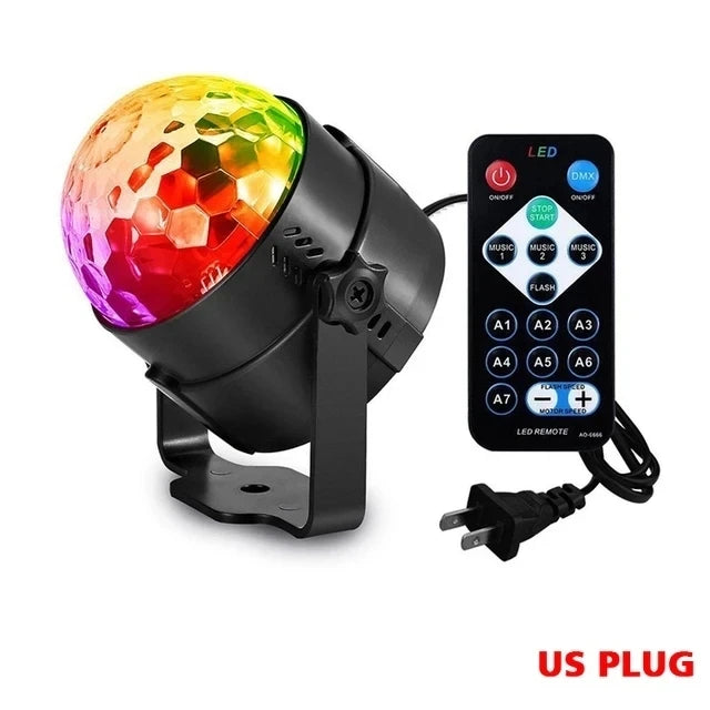 Sound Activated LED Disco Ball Light with Remote Remote Party Lamp