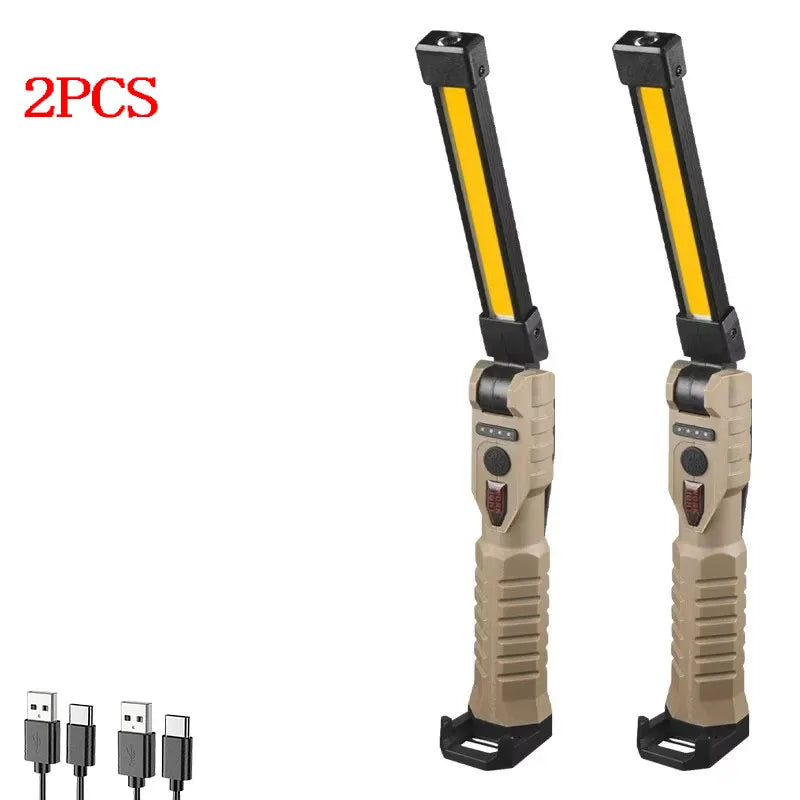 Powerful Fold Flashlight Type-c Rechargeable Lantern Built-in Battery Magnetic LED Work Lights for Camping Garage Emergency Lamp