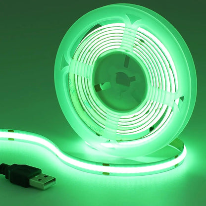 DC 5V USB COB Strip 320Leds/M White/Blue/Pink/Yellow/Pink/Red Flexible Ribbon Rope Night Lamp TV Backlight LED Strip