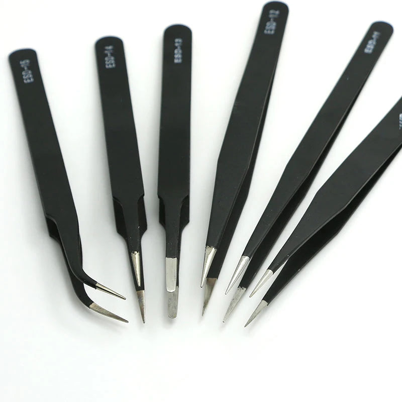 1.5mm Anti-Static Stainless Steel Tweezers – ESD Precision Set for Mobile Phone Repair
