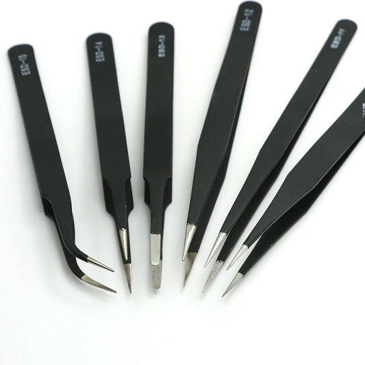 1.5mm Anti-Static Stainless Steel Tweezers – ESD Precision Set for Mobile Phone Repair