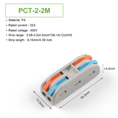 10PCS SPL2/3 Connector Wiring Terminal Quick PCT Lamp Wire Connector Parallel Wire Junction Box 2 In Multiple Out Splitter