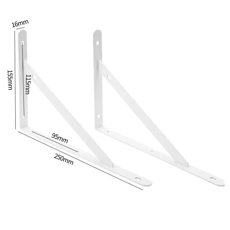 2Pcs Wall Mount Joint Angle Without Screws Tripod Brack Shelf Floating Shelf Heavy Duty Black/White Steel For Decorative