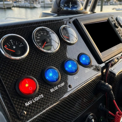 3 Pin Round Rocker Switch LED Light 12V on Off SPST Toggle Button Control for Car Auto Motorcycle Boat Modification Red Blue