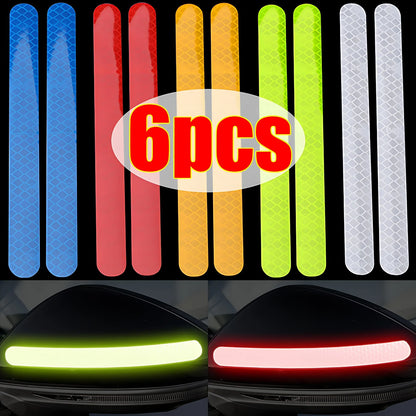 Car Reflective Safety Strip Stickers Rearview Mirror Warning Tape 6/2PCS