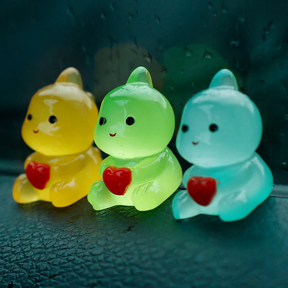 Dinosaur Hug Heart Car Ornament Luminous Dashboard Decor 10/1PCS
