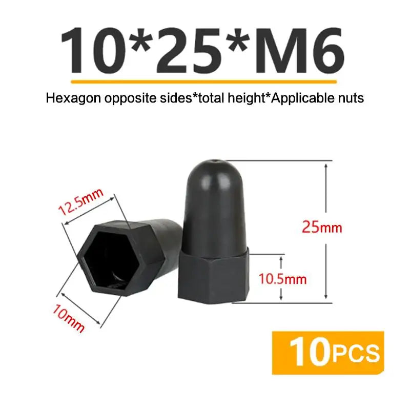New 10PCS Lengthen Nut Cap Hexagonal Nut M6 M8 M10 M12PE Plastic Nut Protection Caps Hex Screw Protective Sleeve