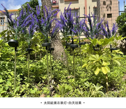 1PC Solar Lights Outdoor Decorative, Purple Lavender Flower Solar Garden Lamp for Yard, Patio, and Garden Decor