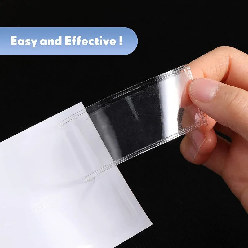 4-60PCS Clear Self-Adhesive Label Bag Identification Cards Holder Shelf Tag Pocket Label Holder Classification Warehouse Storage