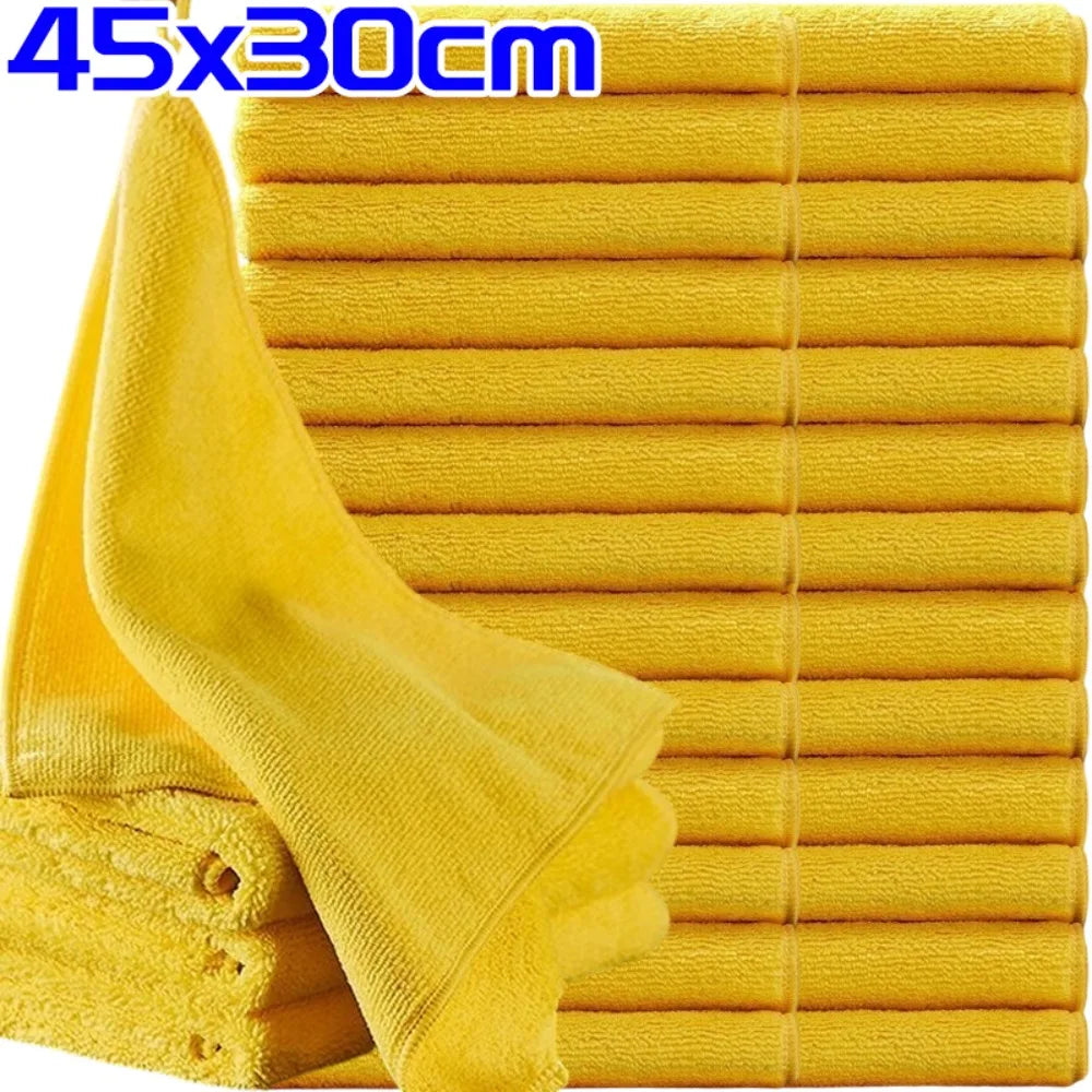 Multifunction Absorbent Microfiber Car Wash Towel Drying Cloth Rag for Auto Detailing Cleaning Polishing Waxing 45x30cm Yellow