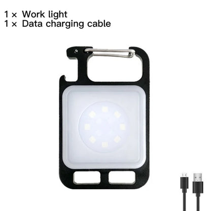 Mini Portable Multifunction Keychain Flashlight 4 Light Modes Built In Battery USB Rechargeable Strong Magnetic Work Light
