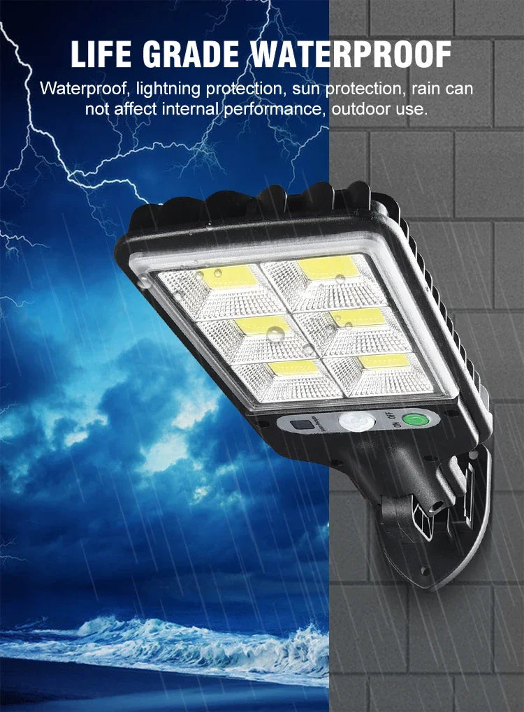 Outdoor LED Solar Light 72COB Motion Sensor Solor Wall Lamp with Remote Control 3 Modes for Garden Patio Yard Garage Lighting