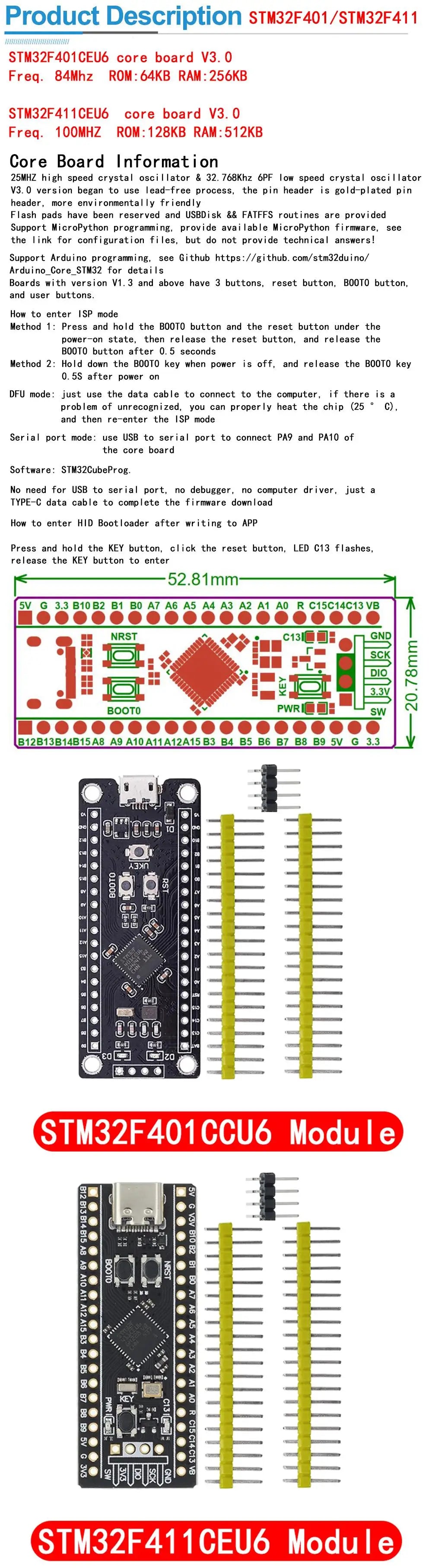 STM32F103C8T6 CH32F103C8T6 ARM Cortex-M3 Development Board with ST-LINK V2 Programmer