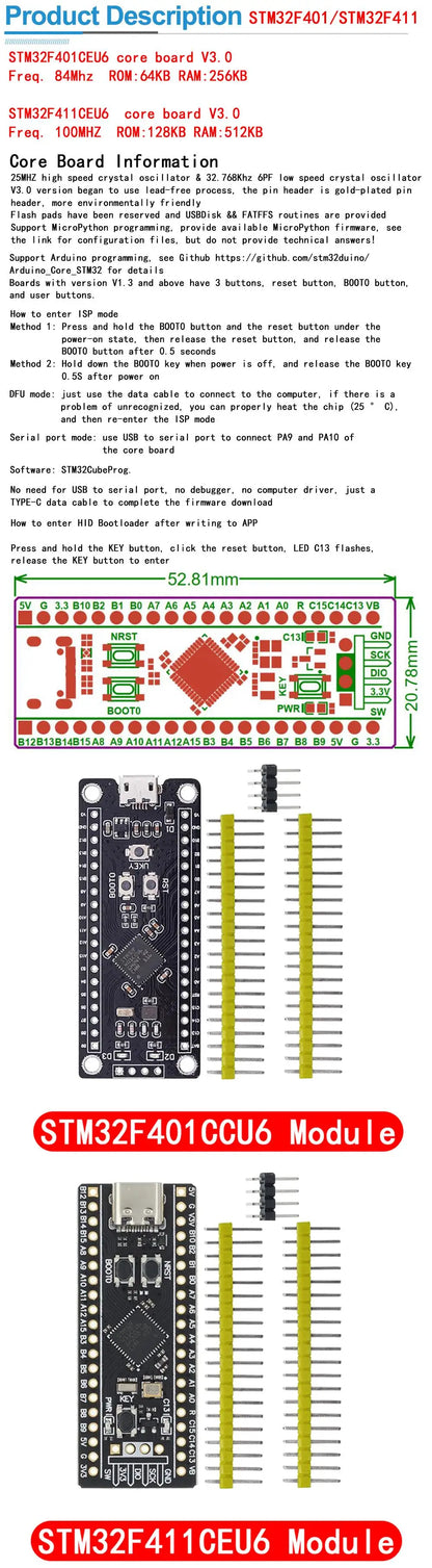 STM32F103C8T6 CH32F103C8T6 ARM Cortex-M3 Development Board with ST-LINK V2 Programmer