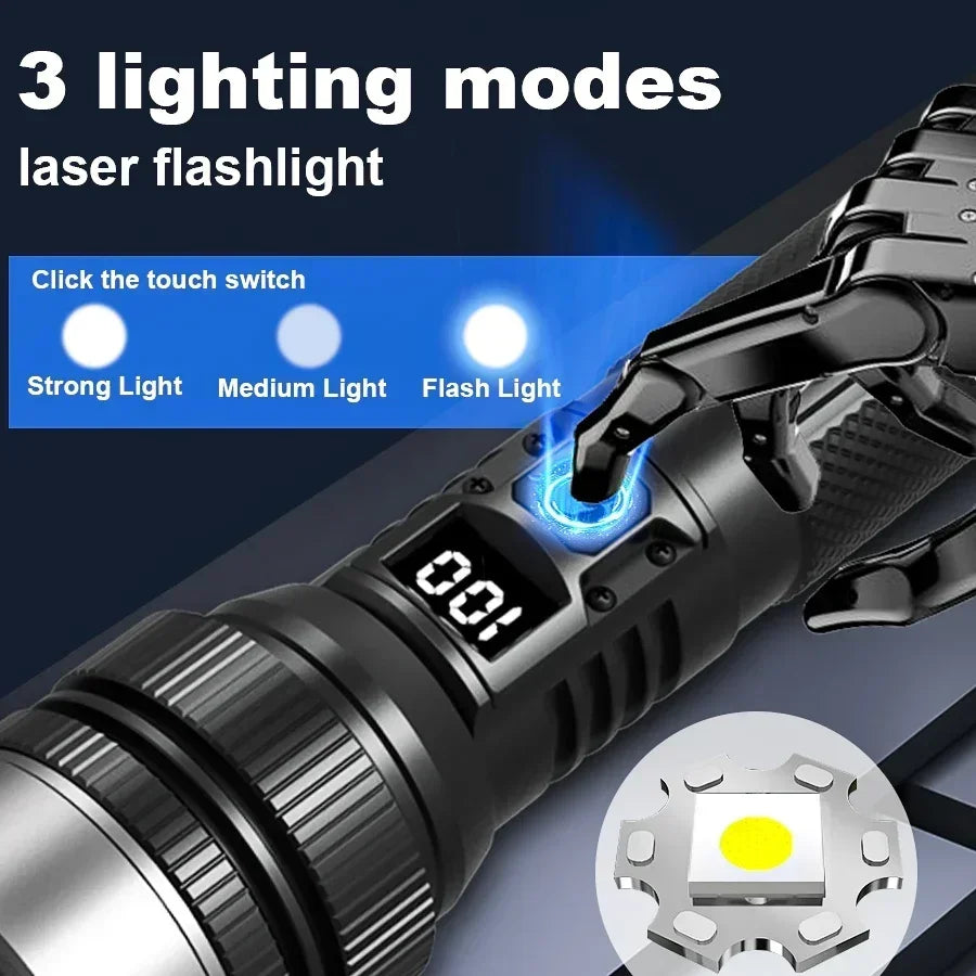 100000LM High Power LED Flashlight Rechargeable Tactical Torch
