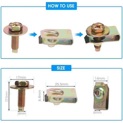 Car Body Bolts & U-nut Clips M4/M5 Engine Under Cover Splash Shield Body Bumper Fender Push Clips Universal Auto Accessories