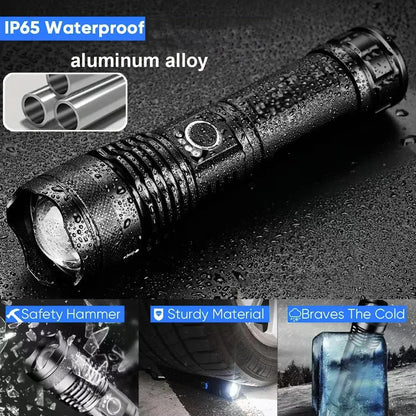 10000LM LED Flashlight Rechargeable Zoom Tactical Torch