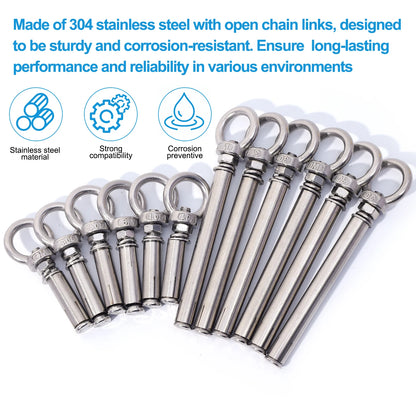 Heavy Duty Eyebolt M6 Stainless Steel Anchor Fastener Secure Concrete Lifting Ring Closed Hook Sleeve Wall Nut Hardware Fastener