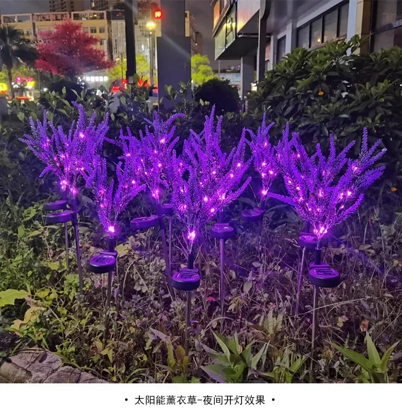 1PC Solar Lights Outdoor Decorative, Purple Lavender Flower Solar Garden Lamp for Yard, Patio, and Garden Decor