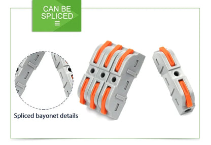 34/50pcs Lever Wire Connector Quick Connection 28-12 AWG 1-to-1 In-Line Compact Splice Insulated Terminal