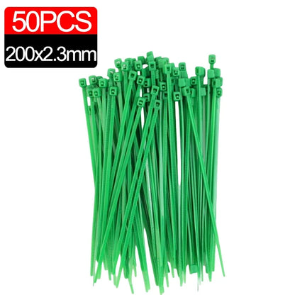300/50PCS Self-Locking Nylon Cable Ties Green Fastening Wraps for Garden
