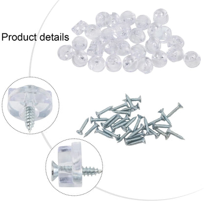 30 Set Plastic Glass Retainer Clips with Screws for Glass Panel Installation Compatible with 4mm Thickness Glass in Cabinets