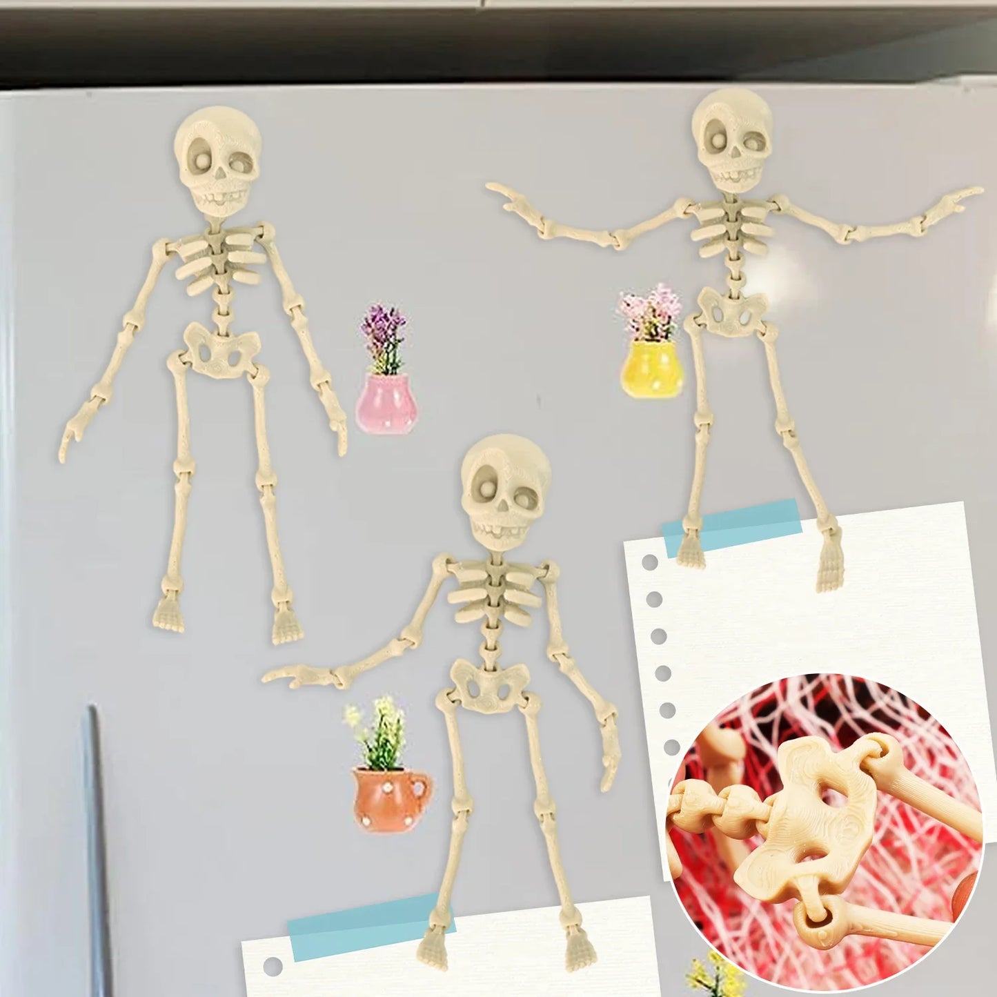 10/1PCS Halloween 3D Poseable Skeleton Magnet with Movable Joints Refrigerator Decoration Halloween Creative DIY Craft Ornament