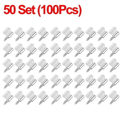 100/10PCS Self Tapping Screw Layer Plate Holder Wardrobe Septum Brackets Fixed Screw Shelf Support Pegs with Non-Slip Sleeve