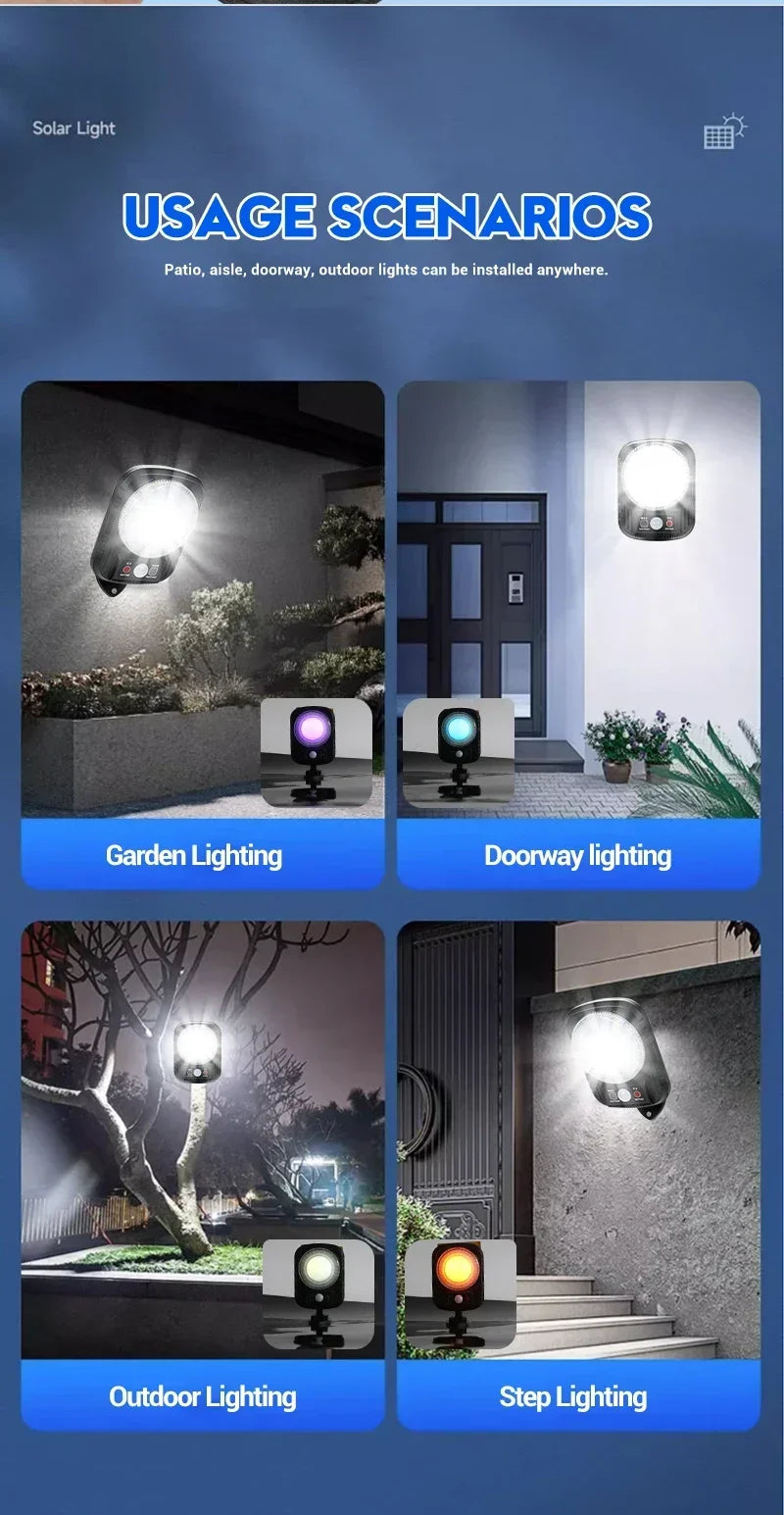 Super Bright Solar Wall Lamp 55LED Outdoor Sunlight Motion Sensor Street External Light Garden Yard Lantern with Remote Contro