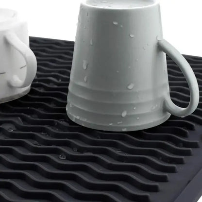 Silicone Dish Drying Mats — Heat Resistant Trivet, Drip Tray &amp; Cup Coasters, Non-Slip Pot Holder for Kitchen