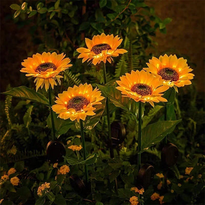 Solar Powered Sunflower Simulation LED Lights 1/3 Heads Garden Yard Lawn Night Landscape Lamp Christmas Decor Flower Light