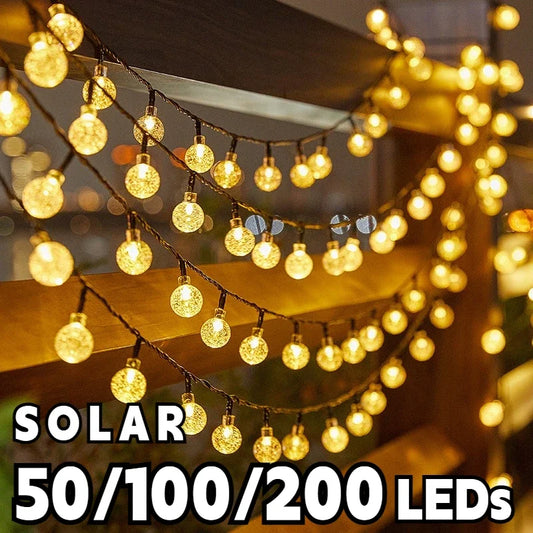 Solar Crystal Globe LED String Lights LED Solar Outdoor Light IP65 Fairy Light Christmas Garland For Garden Party Decor
