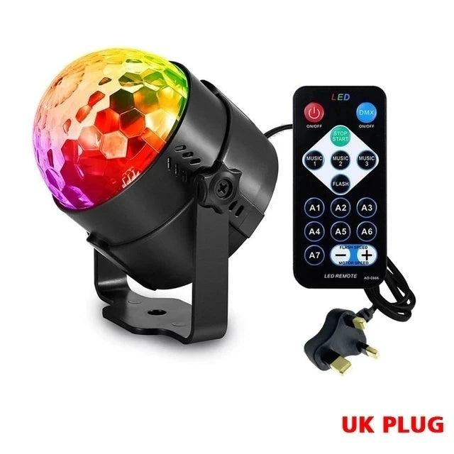 Sound Activated LED Disco Ball Light with Remote Remote Party Lamp