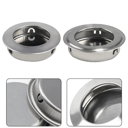 Stainless Steel Satin Circular Flush Sliding Door Handle Set Recessed Round Pull Handle for Pocket Doors Interior Use