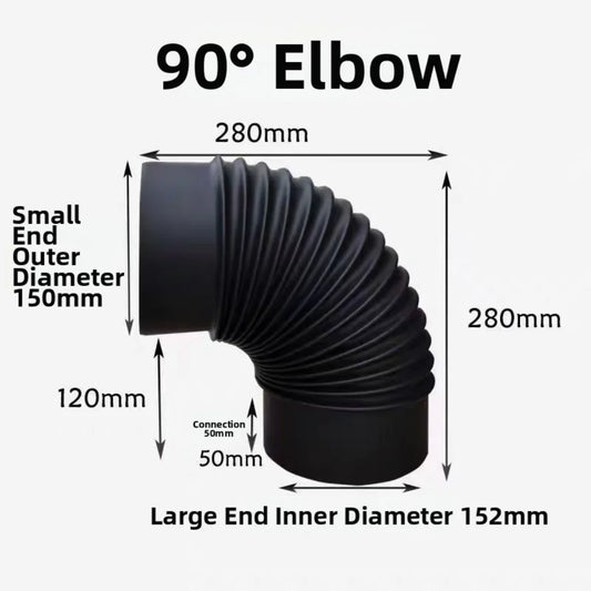 Stainless Steel Elbow Pipe 90 Degree Angle for Fireplace and Stove to Optimize Smoke Flow and Ventilation Setup