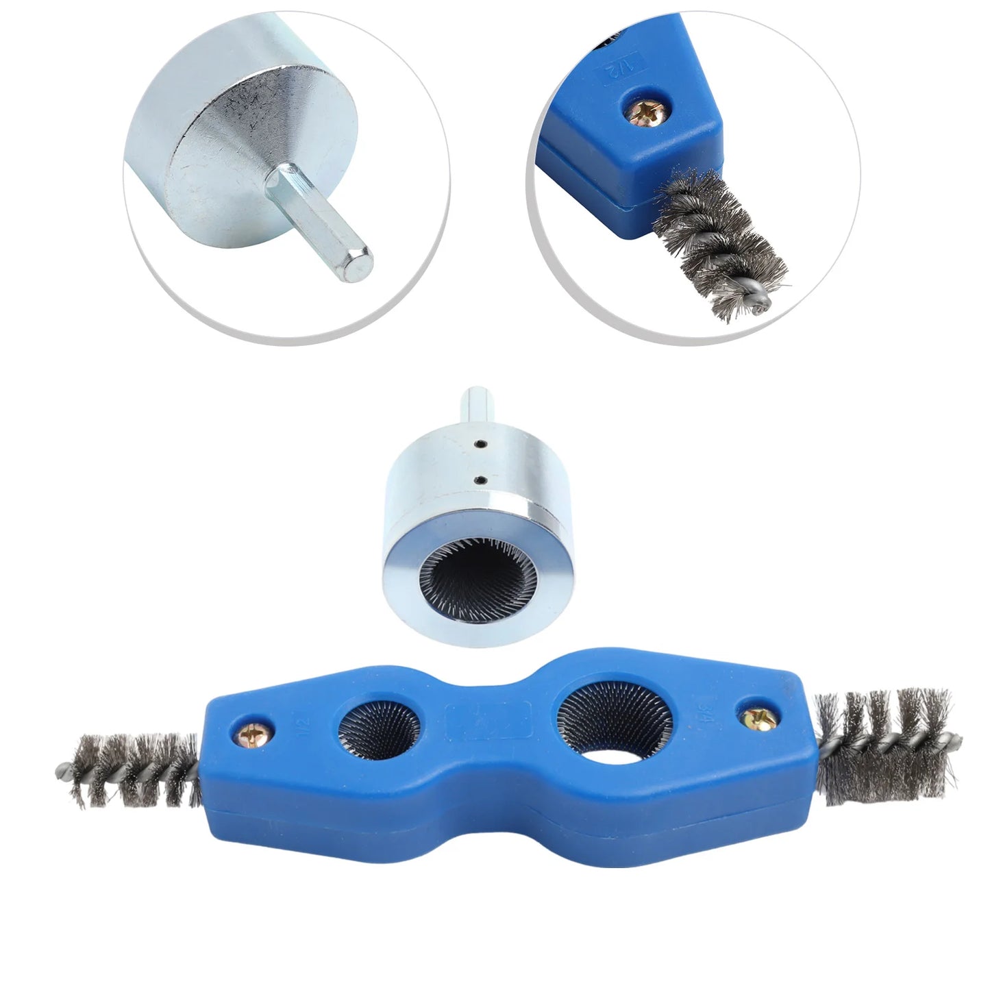 4-in-1 Battery Brush Copper Pipe Cleaner Welding Preparation High Torque Resistance Interchangeable Brush Heads For Copper Pipes