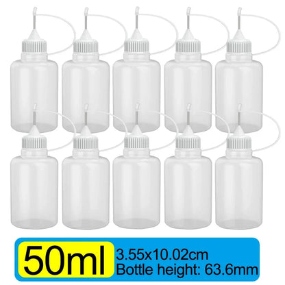50/5pcs Plastic Squeezable Tip Bottle Refillable Applicator Bottles with Needle Tip Caps for Glue Pigment Oil Liquids Dispenser