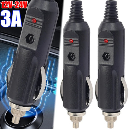 Long Nose Car Cigarette Lighter Plug 12V 24V DC Male Adapter with LED